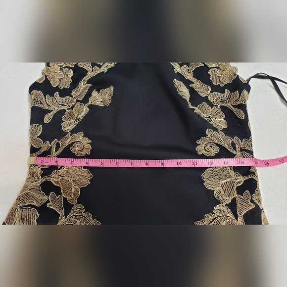 Tadashi Shoji Kami Dress Black & Gold  Knee length Sleeveless Size 6 Petite - Picture 11 of 16